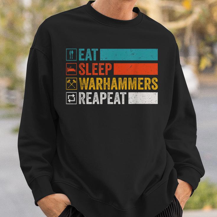 Eat Sleep Warhammers Repeat Gamer Retro Video Game Sweatshirt Geschenke für Ihn