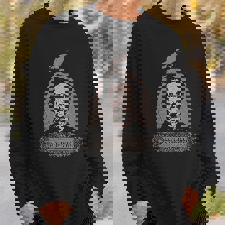Edgar Allan Poe Cuervo Gótico Nunca Más Oculto Inglés Horror Camisa de entrenamiento Regalos para él