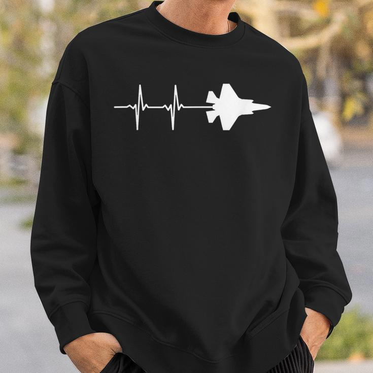 Ekg Heartbeat F-35 Lightning Jet Military Airplane Sweatshirt Gifts for Him
