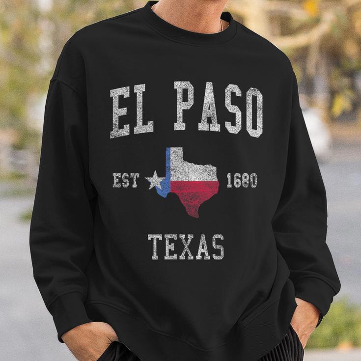 El Paso Texas Flag Sport Retrointage Sweatshirt Geschenke für Ihn