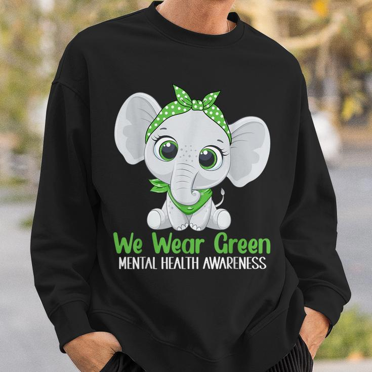 Elehant Mental Health Awareness Green Ribbon Sweatshirt Gifts for Him
