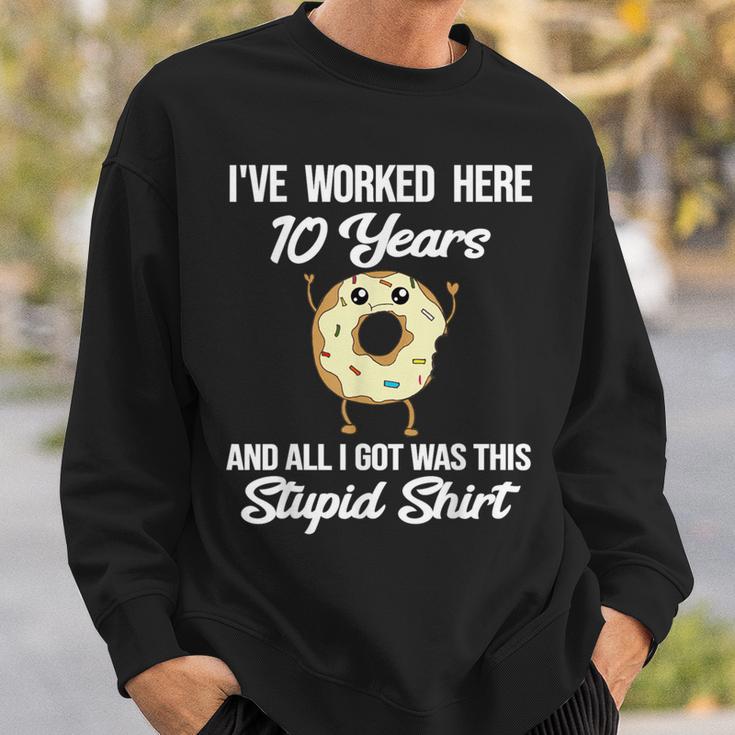 Employee Appreciation 10 Year Work Anniversary Donut Sweatshirt Gifts for Him