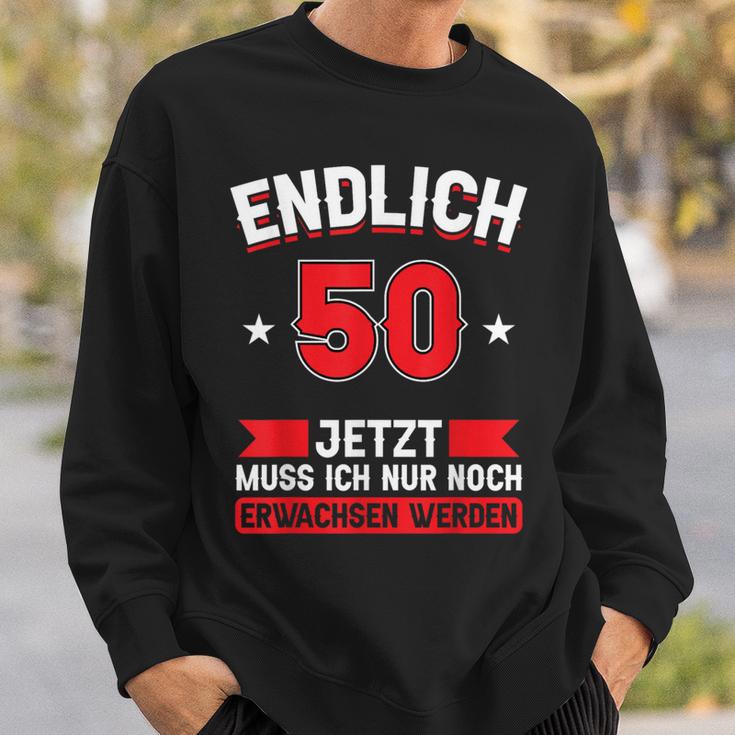 Endlich 50, Sweatshirt zum 50. Geburtstag, Schwarz, Humorvolles Motiv Geschenke für Ihn