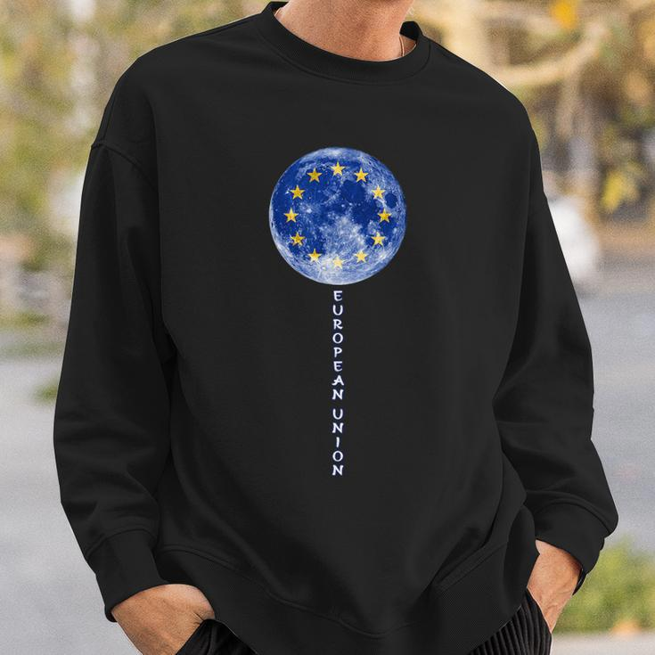 European Union Moon Pride European Union Flag Eu Souvenir Sweatshirt Gifts for Him