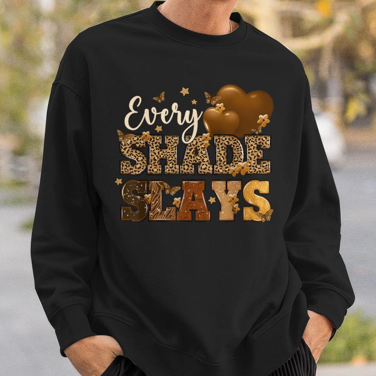 Every Shade Slays Melanin Hearts Black History Month African Sweatshirt Gifts for Him
