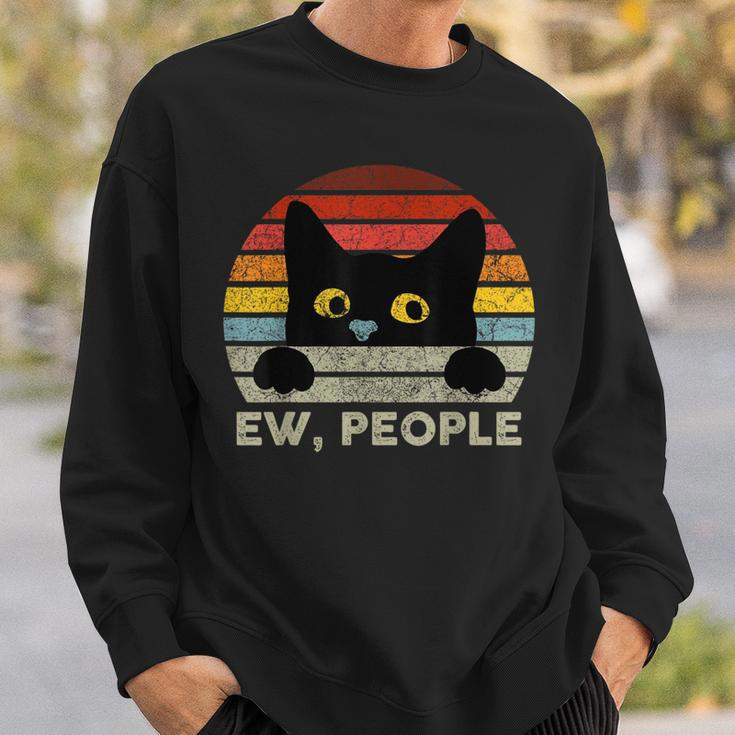 Ew People Vintage Black Cat For Cat Lover Cat Mom Cat Dad Sweatshirt Gifts for Him