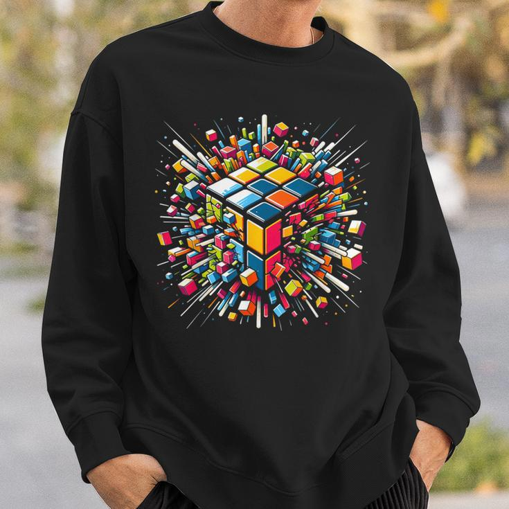 Exploding Cube Speed Cubing Puzzle Master Sweatshirt Gifts for Him