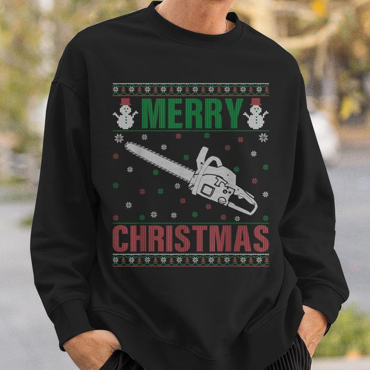 Family Xmas Pajamas Matching Chainsaw Ugly Christmas Sweatshirt Gifts for Him