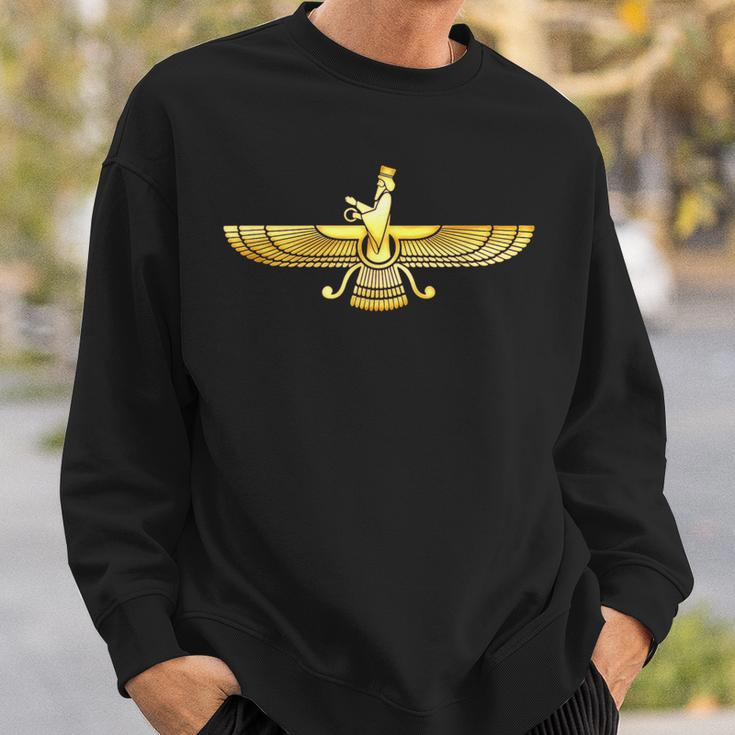 Faravahar Zarathustra Symbol Zeichen Iran Flügel Falke Sweatshirt Geschenke für Ihn