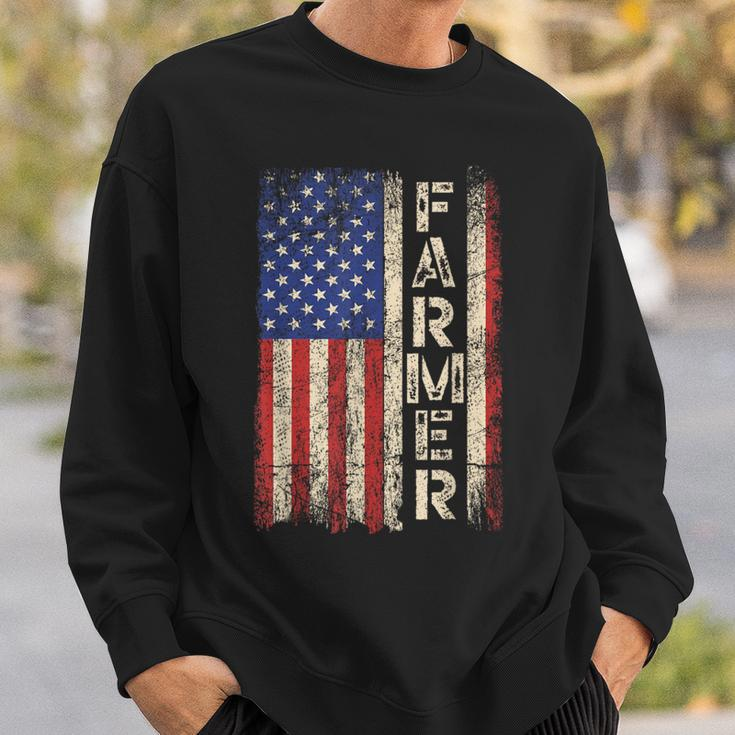 Farmer Tractors Usa American Flag Patriotic Farming Men Sweatshirt Gifts for Him