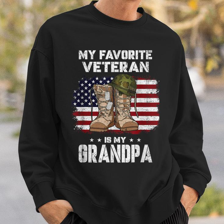 My Favorite Veteran Is My Grandpa American Flag Veterans Day Sweatshirt Gifts for Him