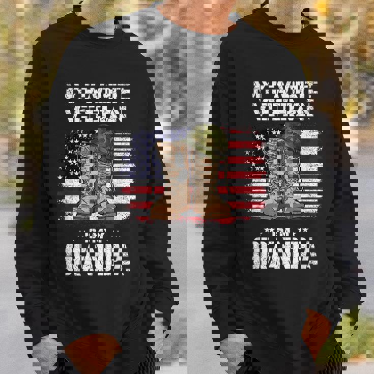 My Favorite Veteran Is My Grandpa American Flag Veterans Day Sweatshirt Gifts for Him