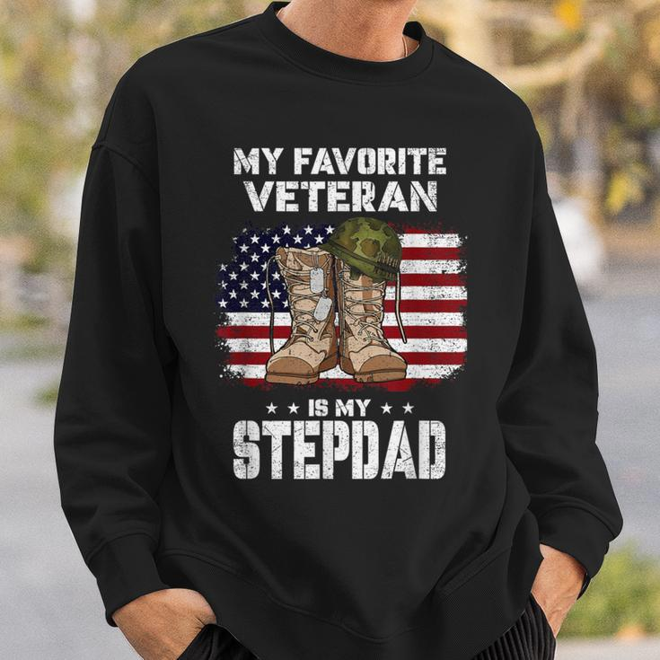 My Favorite Veteran Is My Stepdad American Flag Veterans Day Sweatshirt Gifts for Him