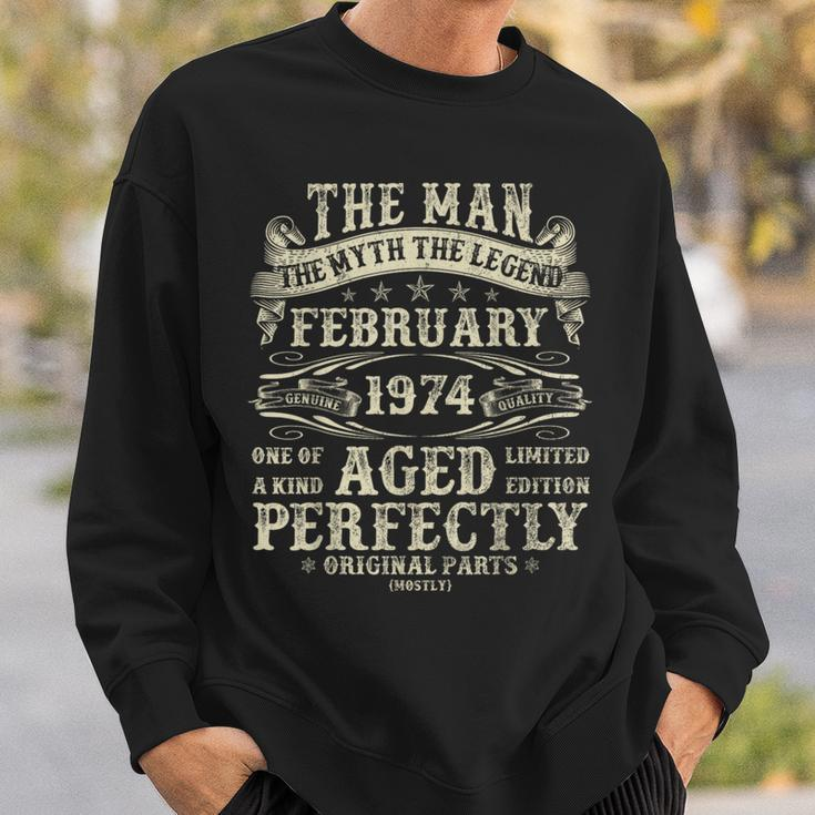 February 1974 Man Myth 50Th Birthday Vintage For Men Sweatshirt Gifts for Him