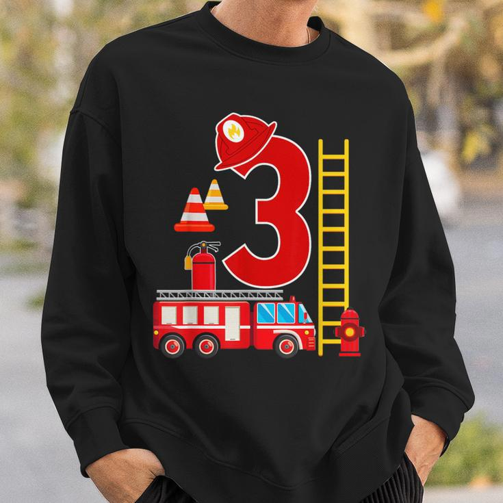 Fire Truck 3Rd Birthday Boy 3 Year Old Firefighter Sweatshirt Gifts for Him