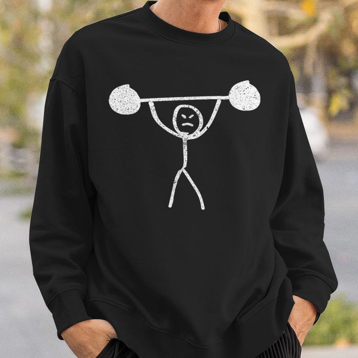Fitness Stickman Weight Lifting Squat Gym Humor Sweatshirt Gifts for Him