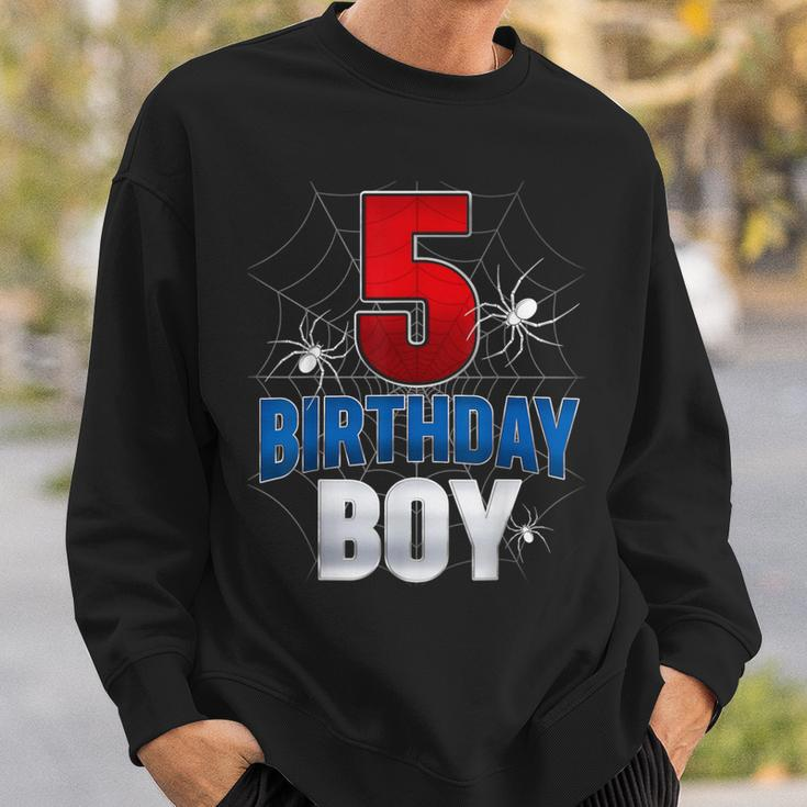 Five 5Yr Boys Spider Web Happy 5Th Birthday Boy 5 Years Old Sweatshirt Gifts for Him