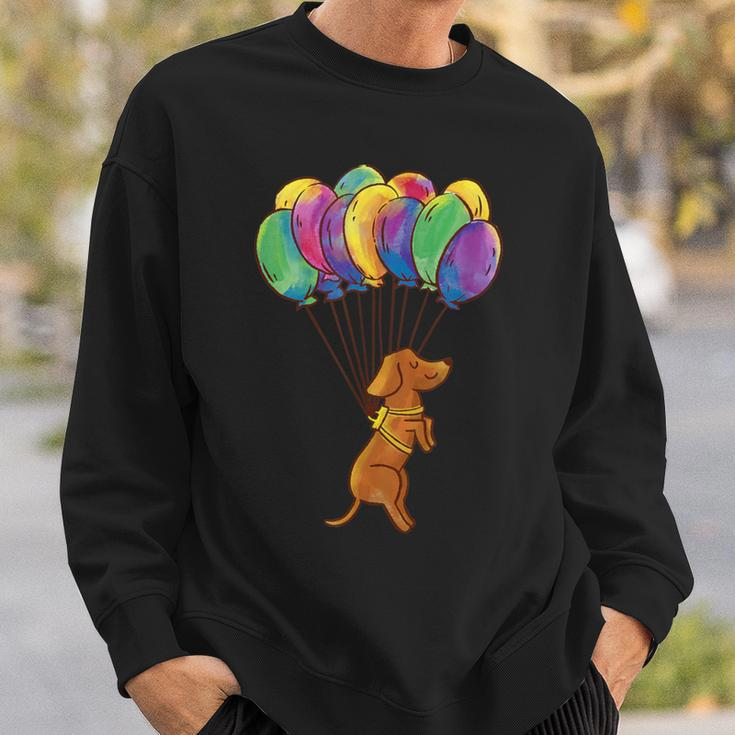 Fliegender Hund und Bunte Ballons Unisex Sweatshirt für Damen und Herren Geschenke für Ihn