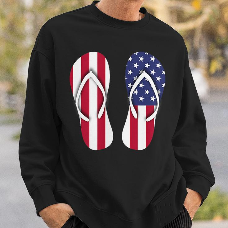 Flip Flops Red White And Blue Patriotic Sandals Beach Sweatshirt Gifts for Him
