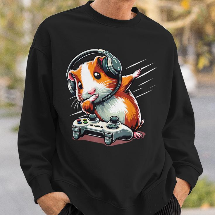 Fluffy Cavy Gamer Guinea Pig Video Gamer Lover Dab Sweatshirt Gifts for Him