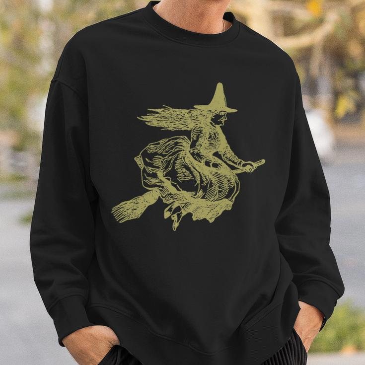 Flying Witch On A Broom Occult Magic Dark Gothic Sweatshirt Gifts for Him