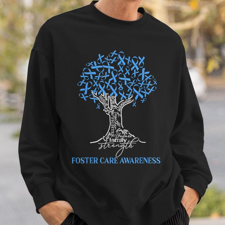 Foster Care Awareness Tree Ribbon Blue Sweatshirt Gifts for Him