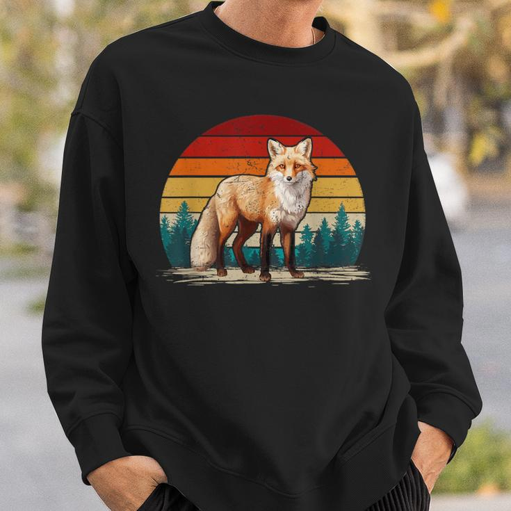 Fox Lover Retro Style Distressed Vintage Fox Sweatshirt Gifts for Him