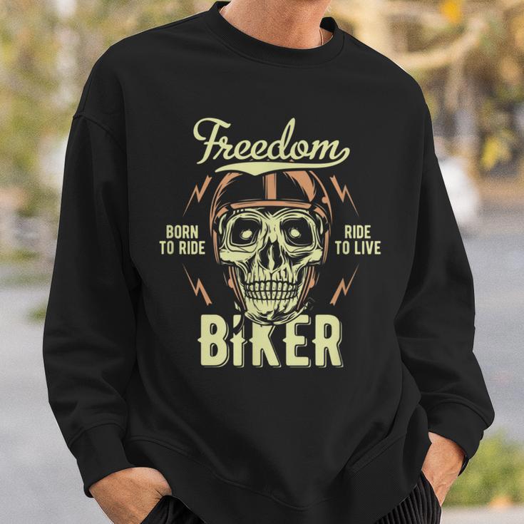 Freedom Biker Motorcycle Rider Skull Skeleton Sweatshirt Gifts for Him