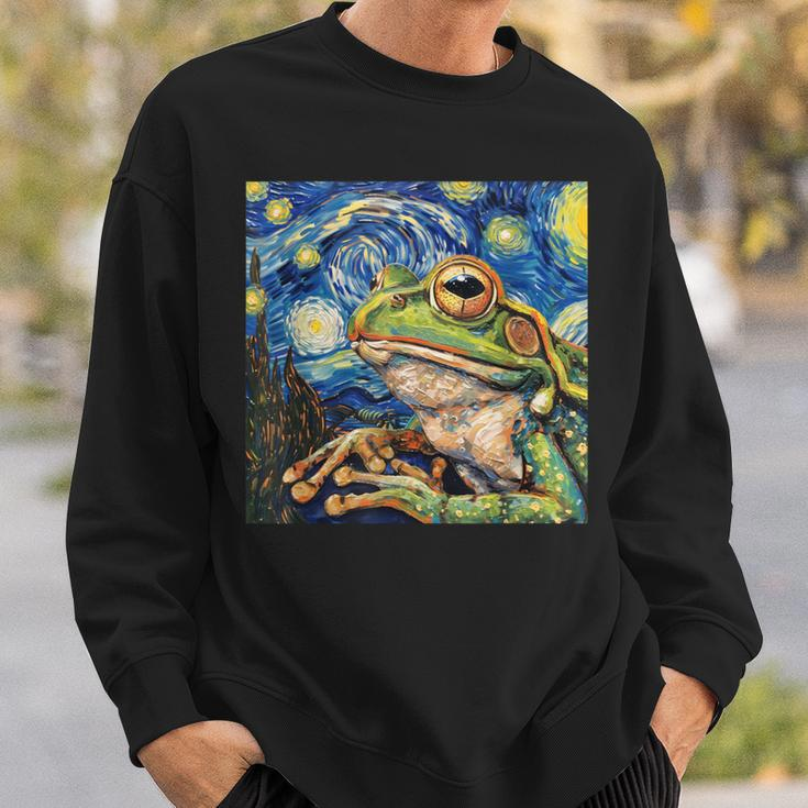 Frog Toad Van Gogh Style Starry Night Sweatshirt Gifts for Him