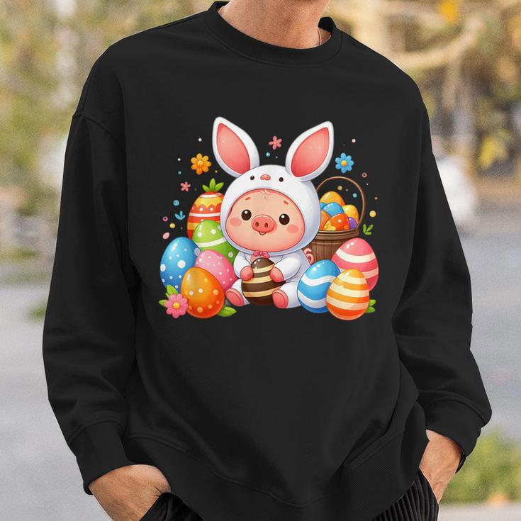 Frohe Ostern Schwein Im Häschen Kostüm Sweatshirt Geschenke für Ihn