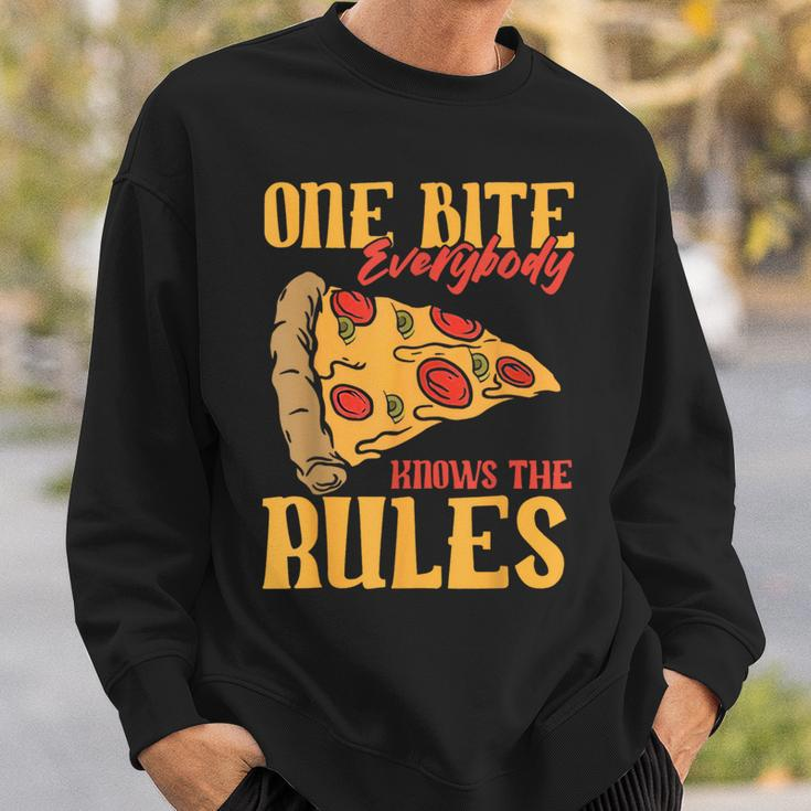 1 Bites Pizza Everybody Knows The Rules Food Lover Sweatshirt Gifts for Him