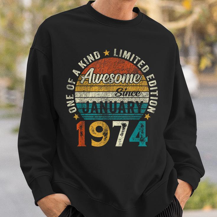 50 Year Old January 1974 Retro 50Th Birthday Men Sweatshirt Gifts for Him