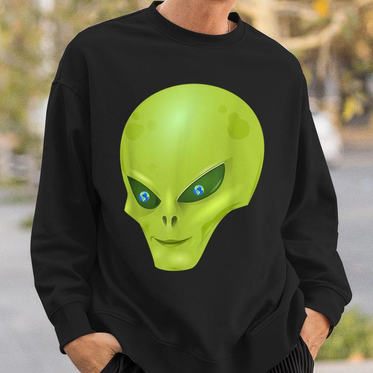 Alien With Earth Eyeballs Ufo Spaceship Novelty Sweatshirt Gifts for Him