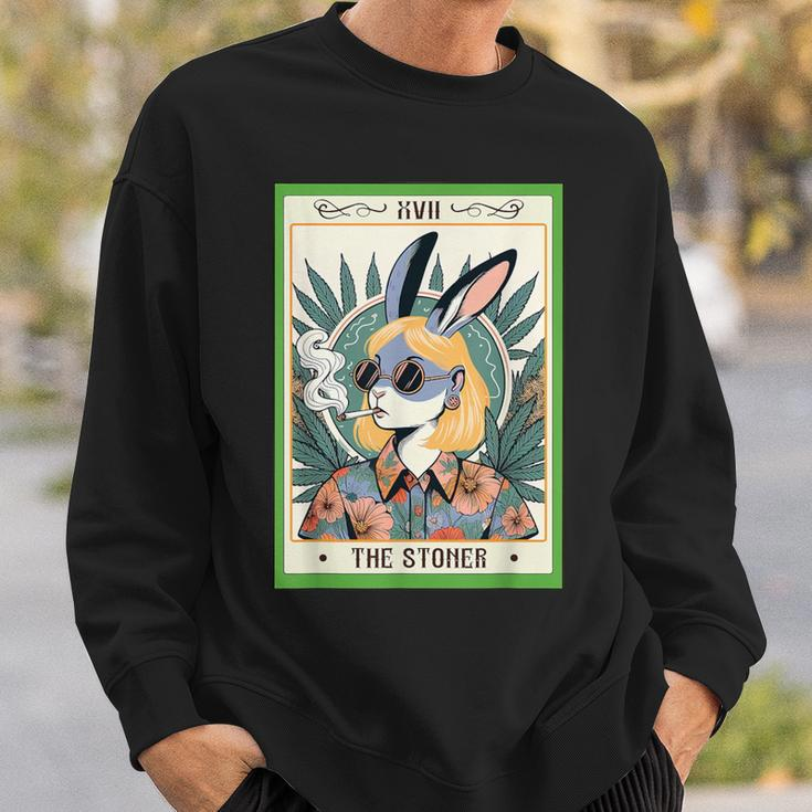 Bunny Cannabis Weed Lover 420 The Stoner Tarot Card Sweatshirt Gifts for Him