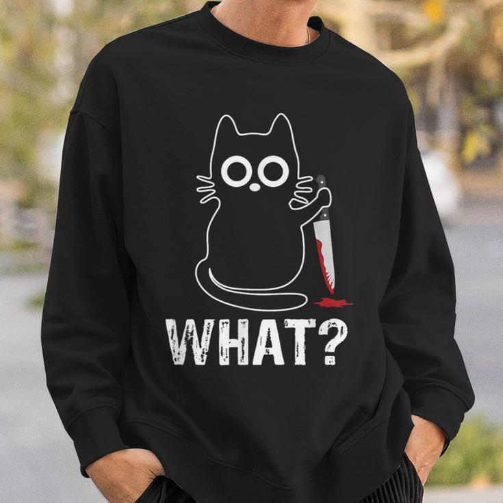 What Cat With Knife Graphic Sweatshirt Gifts for Him