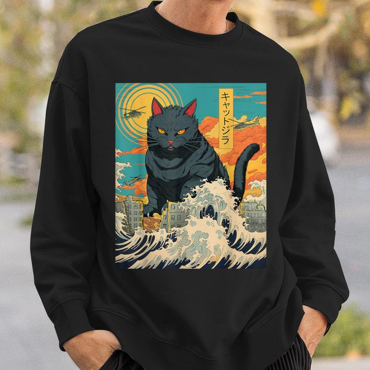 Cat Lover Catzilla Cat Owner Cat Sweatshirt Gifts for Him