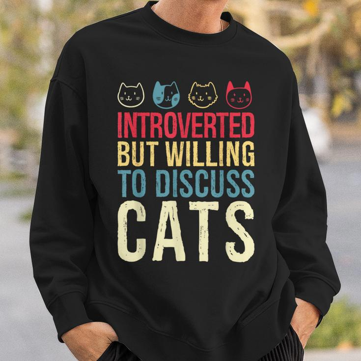 Cat Shy Person Cat Lover Introvert Cat Sweatshirt Gifts for Him