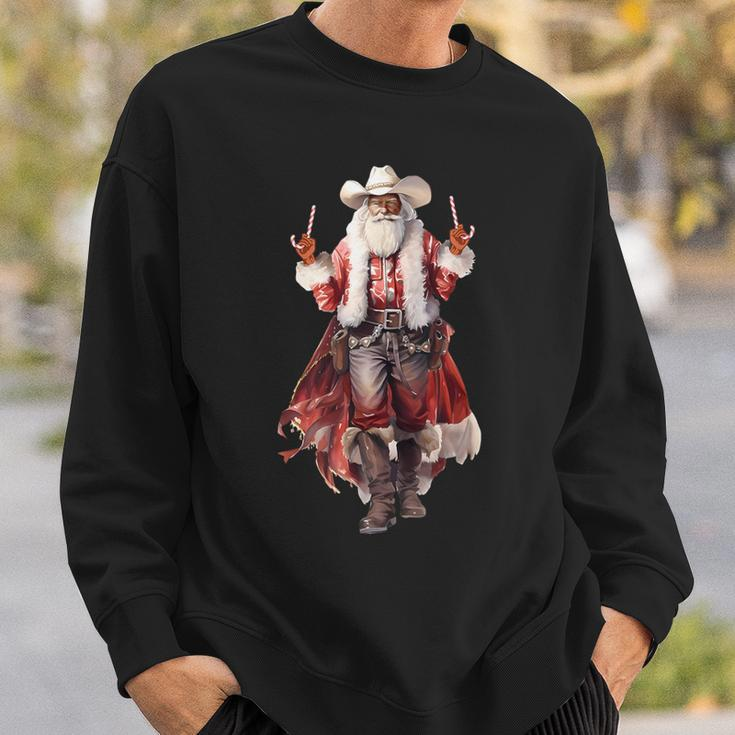 Christmas Western Cowboy Santa Claus And Candy Cane Sweatshirt Gifts for Him