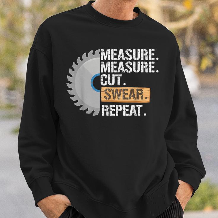 Dad Measure Cut Swear Repeat Handyman Father Day Sweatshirt Gifts for Him