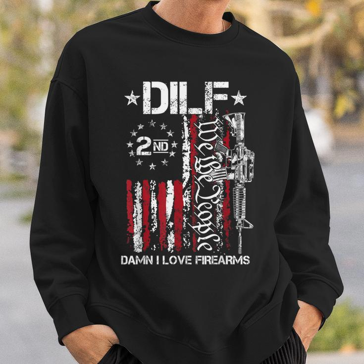 Dilf Damn I Love Firearms Gun American Flag Sweatshirt Gifts for Him