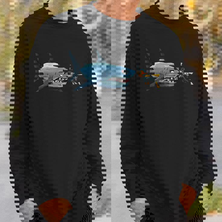 Diving Scuba Diving Deep Sea Diver Shark Novelty Sweatshirt Gifts for Him