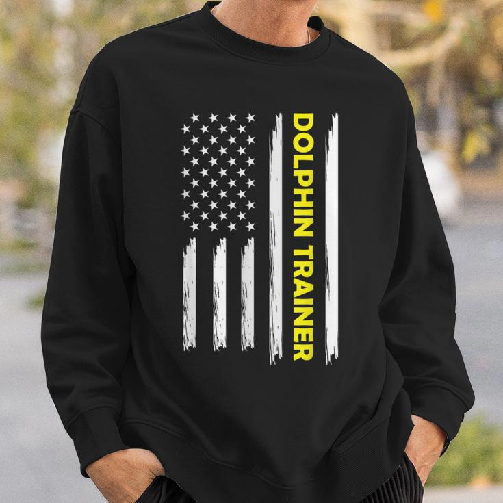 Dolphin Trainer Patriotic Dad Us Flag Fathers Day Sweatshirt Gifts for Him