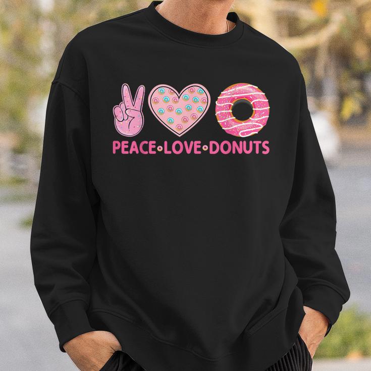 Doughnut Donut Lover Peace Love Donuts Themed Sweatshirt Gifts for Him