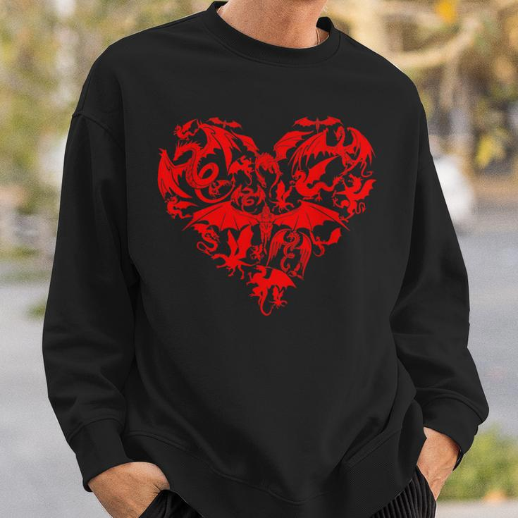 Dragon Heart Valentine Day Animals Dragon Lover Sweatshirt Gifts for Him