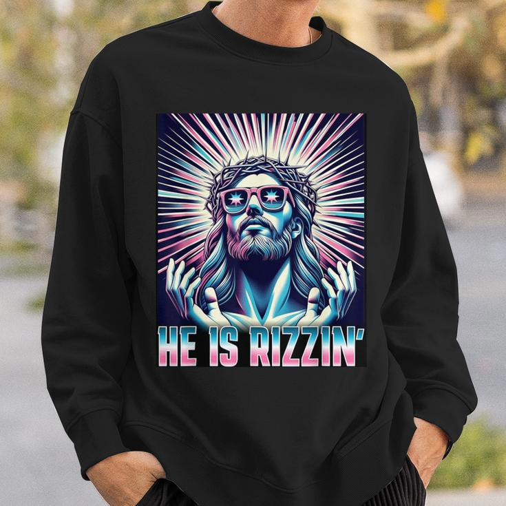 Easter Resurrection Rizz Meme He Is Rizzin Jesus Sweatshirt Gifts for Him