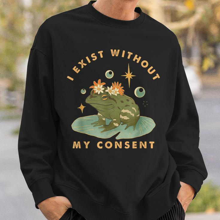 I Exist Without My Consent Vintage Frog Meme Sweatshirt Gifts for Him