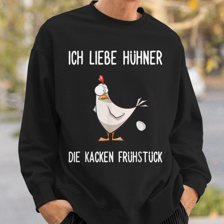 With German Text Ich Liebe Hühner Die Kacken Frühstück Sweatshirt Geschenke für Ihn