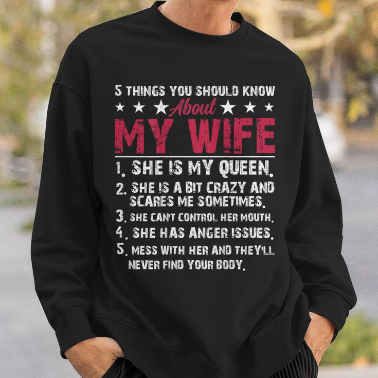 Husband 5 Things You Should Know About My Wife Sweatshirt Gifts for Him