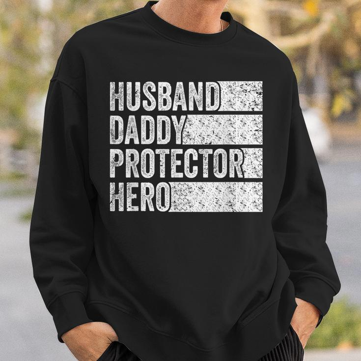 Husband Daddy Protector Hero Fathers Day Vintage Sweatshirt Gifts for Him