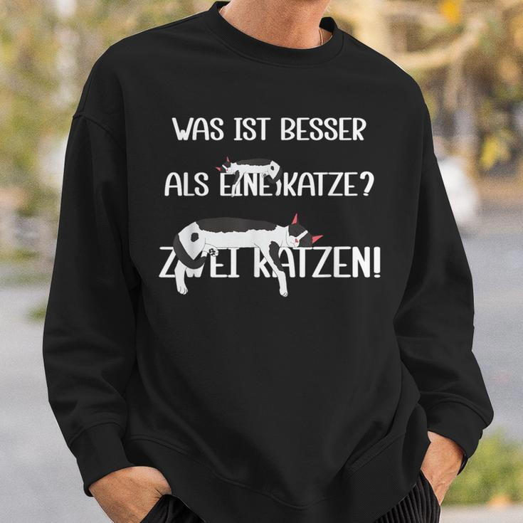 Was Ist Besser Als Eine Katze Zwei Katzen German Sweatshirt Geschenke für Ihn
